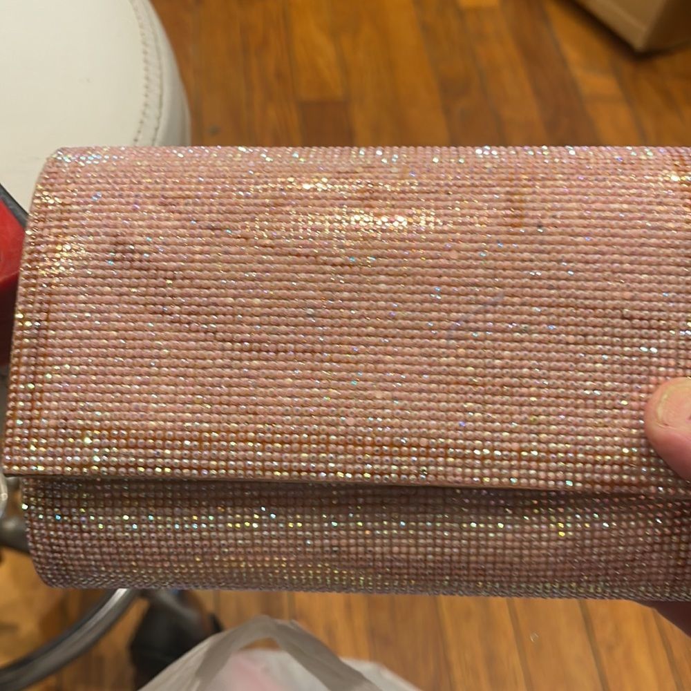 Jessica McClintock Alexis Sparkle Bronze Clutch. - Picture 6 of 8